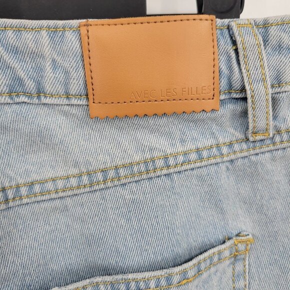 Avec Les Filles Split Frayed Hem Bootcut Jeans Hi-Rise 100% Cotton Womens 30 - Picture 9 of 16